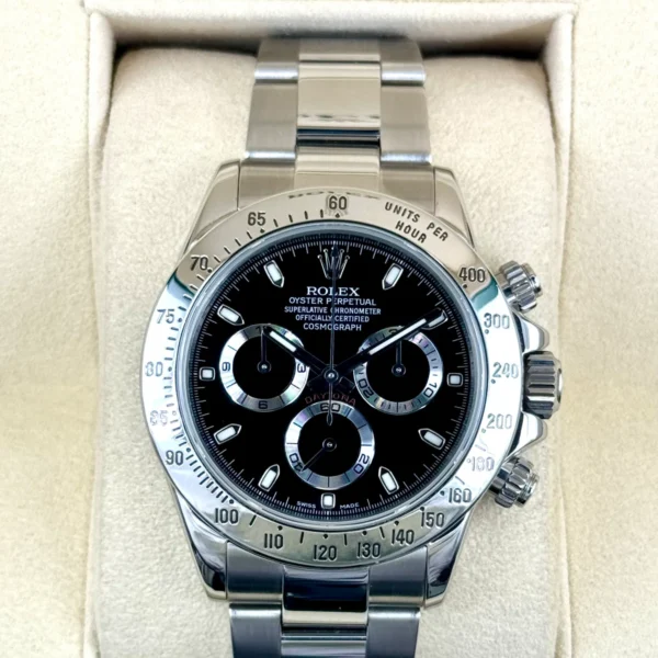 2015 Rolex Daytona 40mm 116520 Stainless Steel Black Dial