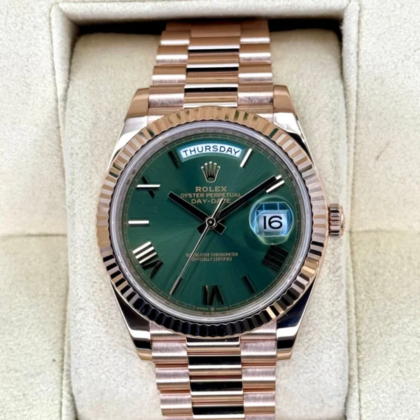2022 Rolex Day-Date 40mm 228235 Presidential Rose Gold Olive Dial