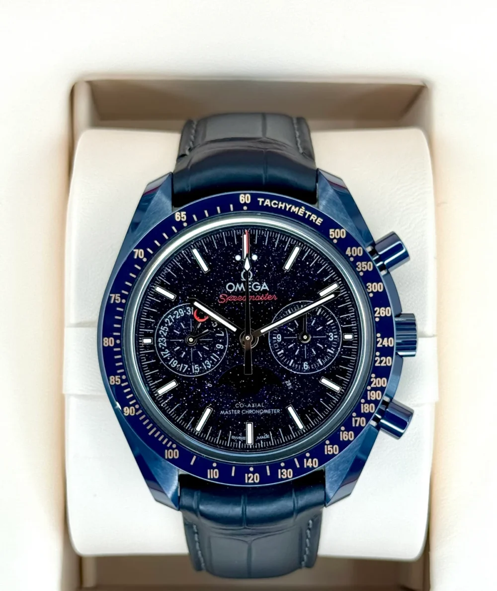 New 2024 Omega Speedmaster Moonphase 44.2mm 30493445203001 Blue Dial