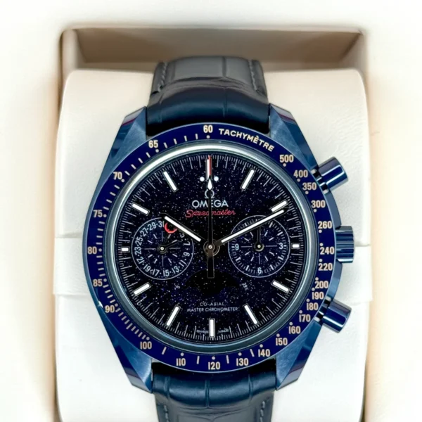 New 2024 Omega Speedmaster Moonphase 44.2mm 30493445203001 Blue Dial