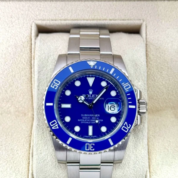 2017 Rolex Submariner "Smurf" 40mm 116619LB White Gold Blue Dial