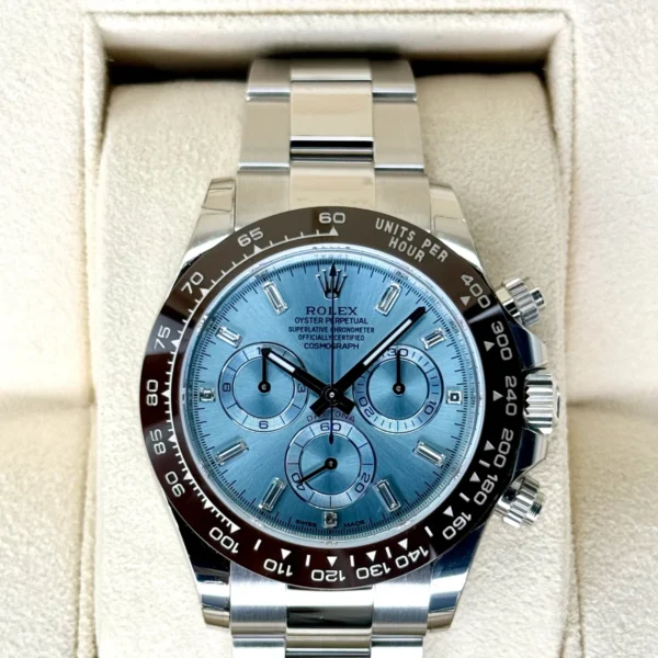 NEW Rolex Daytona 40mm 116506 Platinum Ice Blue Diamond Baguette Dial