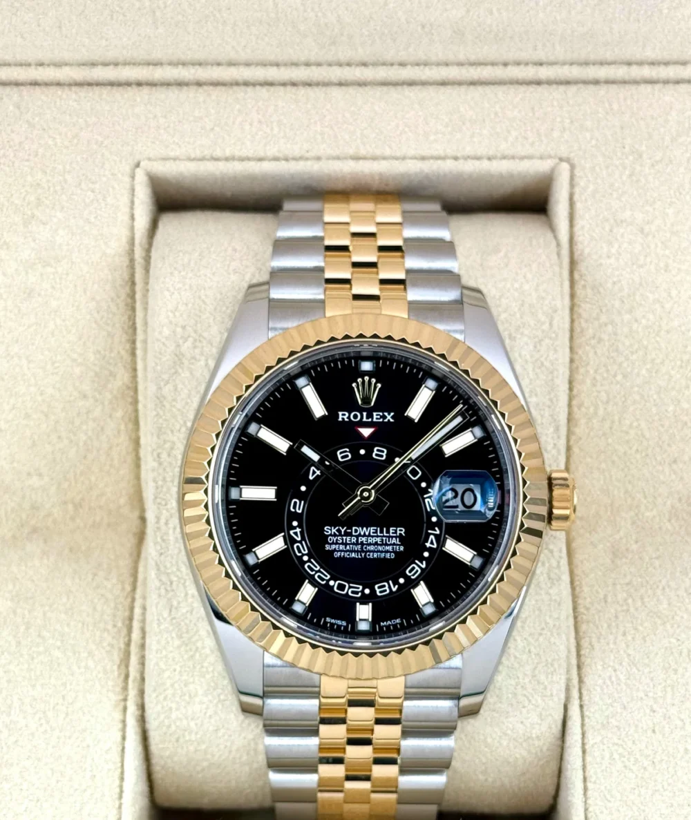 2022 Rolex Sky-Dweller 42mm 326933 Two-Tone Jubilee Black Dial