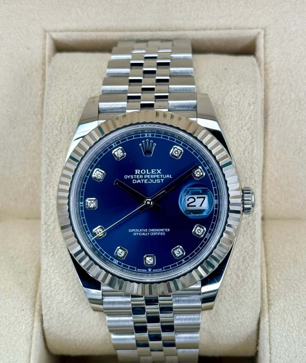 2022 Rolex Datejust 41mm 126334 Jubilee Blue Diamond Dial