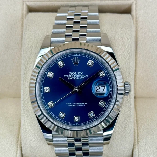 2022 Rolex Datejust 41mm 126334 Jubilee Blue Diamond Dial