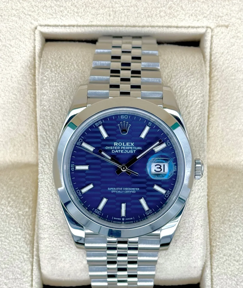 2022 Rolex Datejust 41mm 126300 Stainless Steel Jubilee Blue Motif Dial