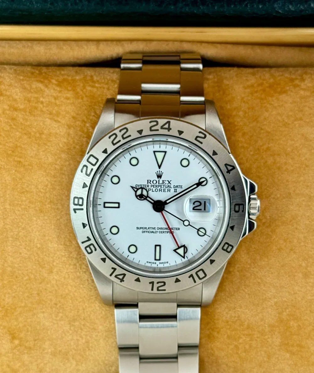 2000 Rolex Explorer II 40mm 16570 Stainless Steel Polar White Dial