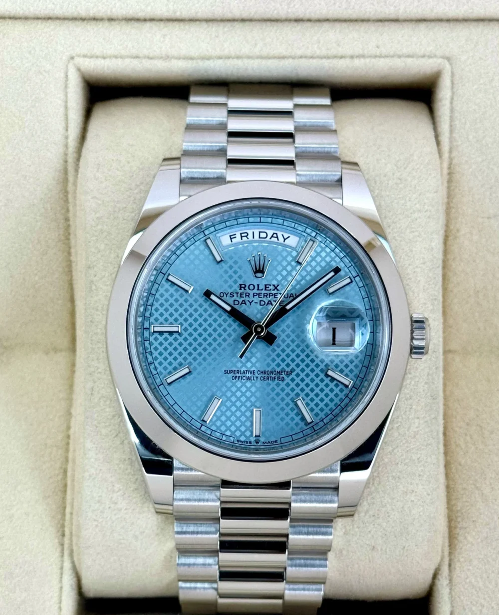 2024 Rolex Day-Date 40mm 228206 Platinum Blue Motif Dial