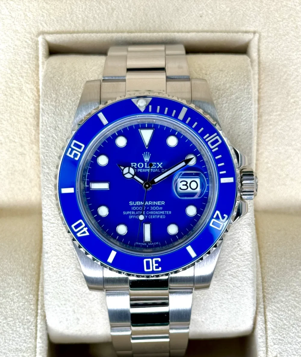 2017 Rolex Submariner "Smurf" 40mm 116619LB White Gold Blue Dial