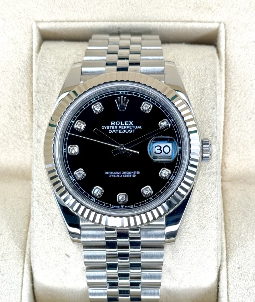 2020 Rolex Datejust 41mm 126334 Stainless Steel Jubilee Black Diamond Dial