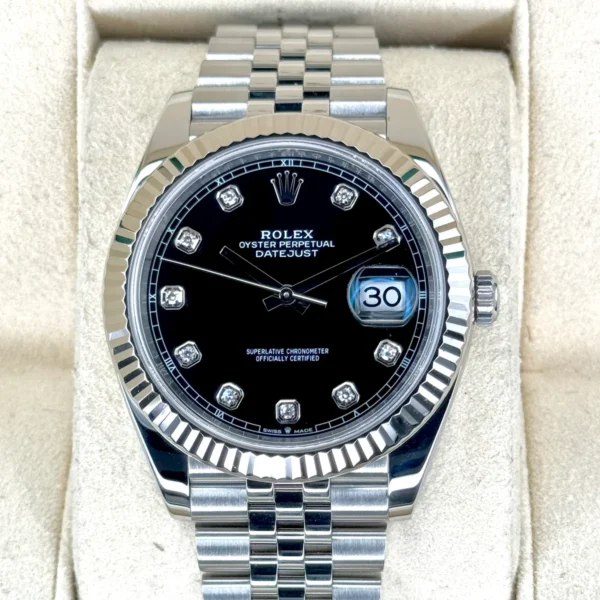 2020 Rolex Datejust 41mm 126334 Stainless Steel Jubilee Black Diamond Dial