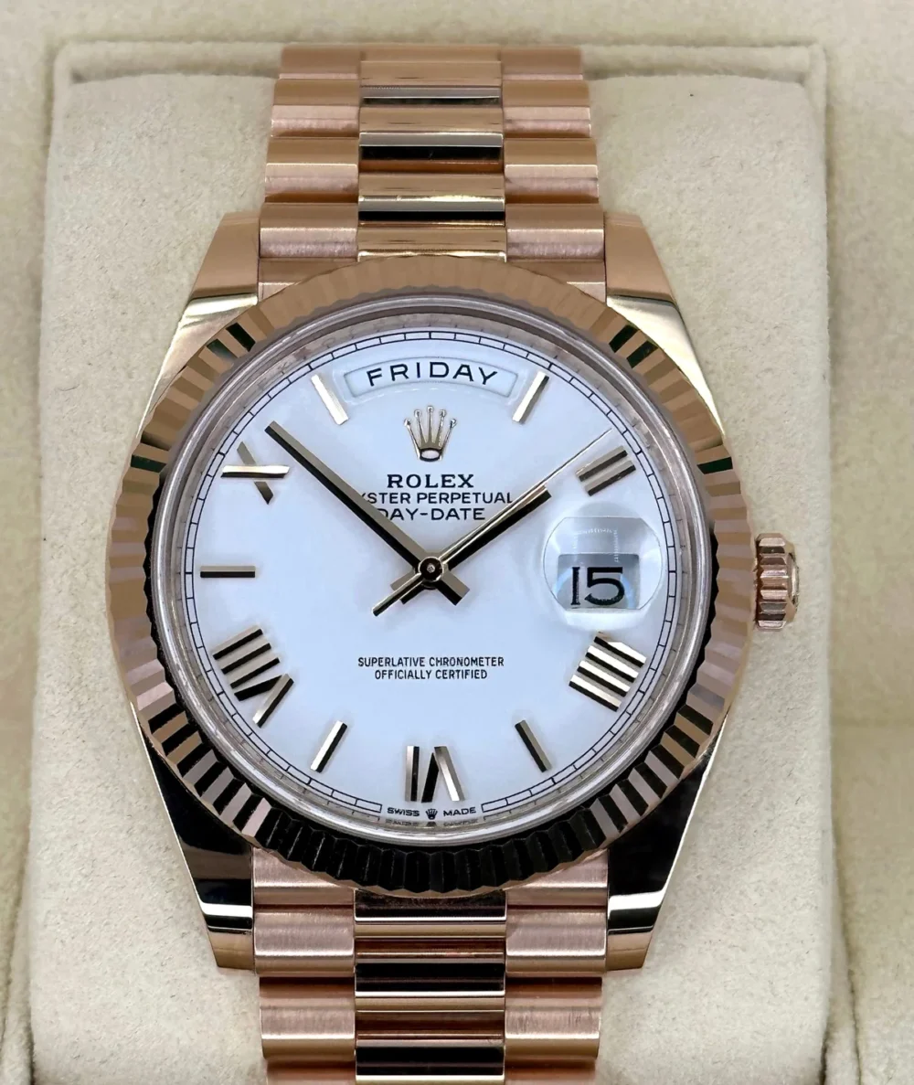 NEW 2025 Rolex Day-Date 228235 Presidential Rose Gold White Dial