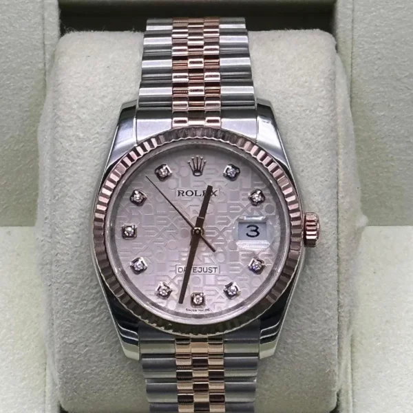 2010 Rolex Datejust 36mm 116231 Two-Tone Rose Gold Pink Diamond Dial