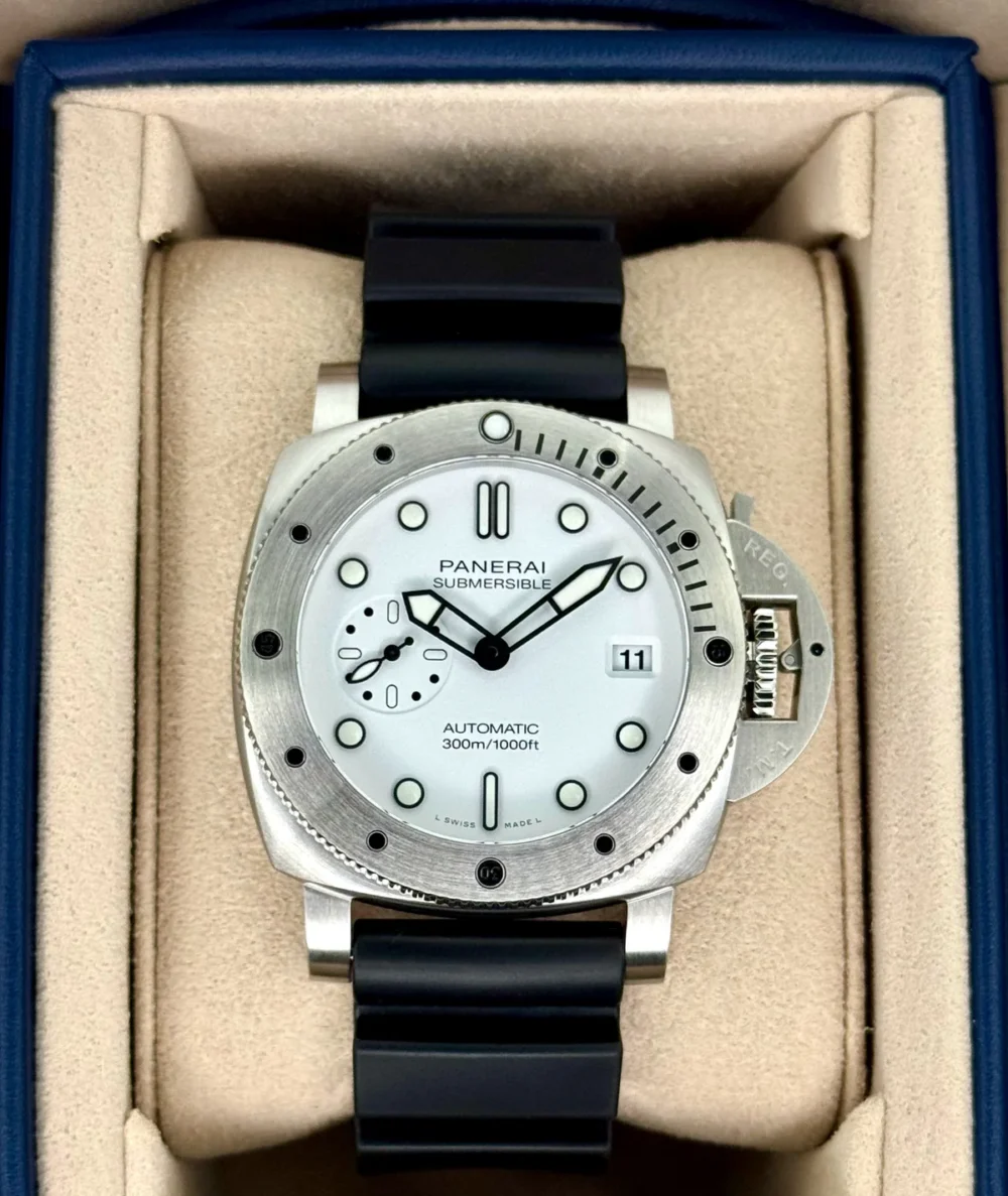 NEW 2025 Panerai Submersible 42mm PAM01590 Stainless Steel White Dial