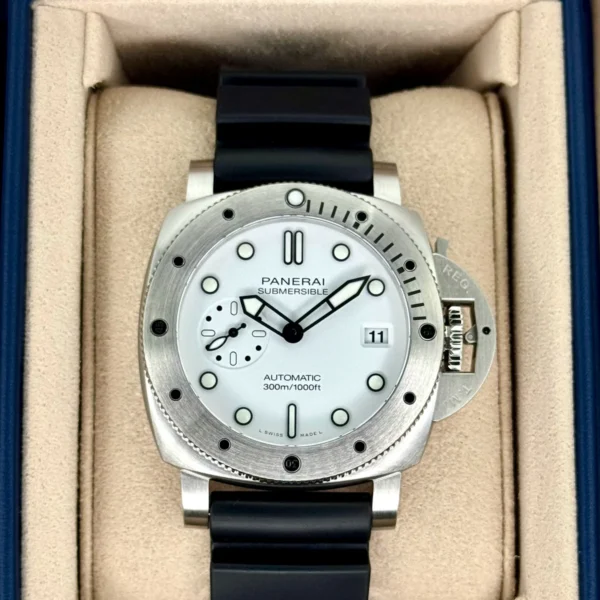 NEW 2025 Panerai Submersible 42mm PAM01590 Stainless Steel White Dial