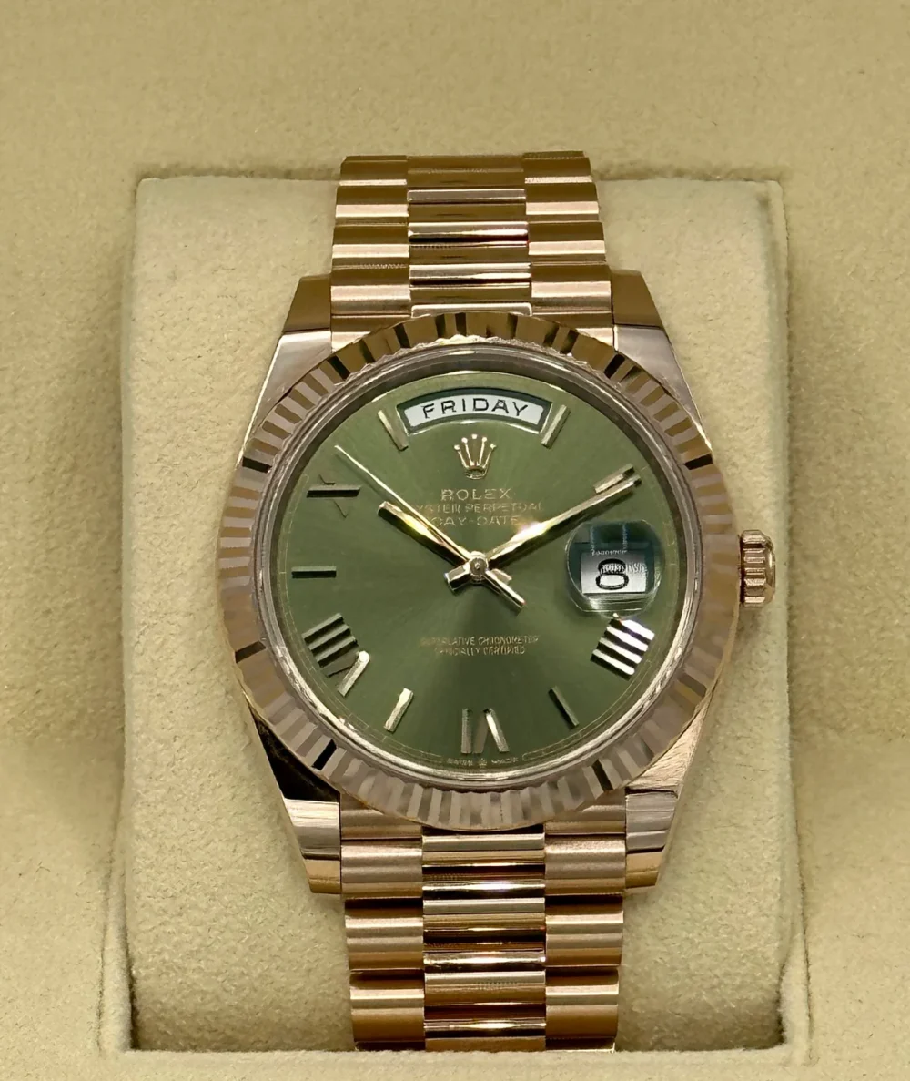 NEW 2023 Rolex Day-Date 40mm 228235 Presidential Rose Gold Olive Dial