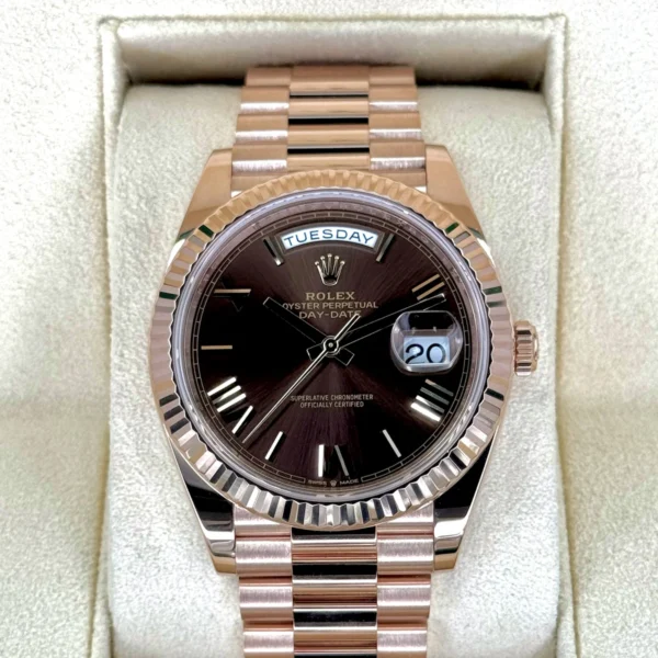 2024 Rolex Day-Date 40mm 228235 Rose Gold Chocolate Dial
