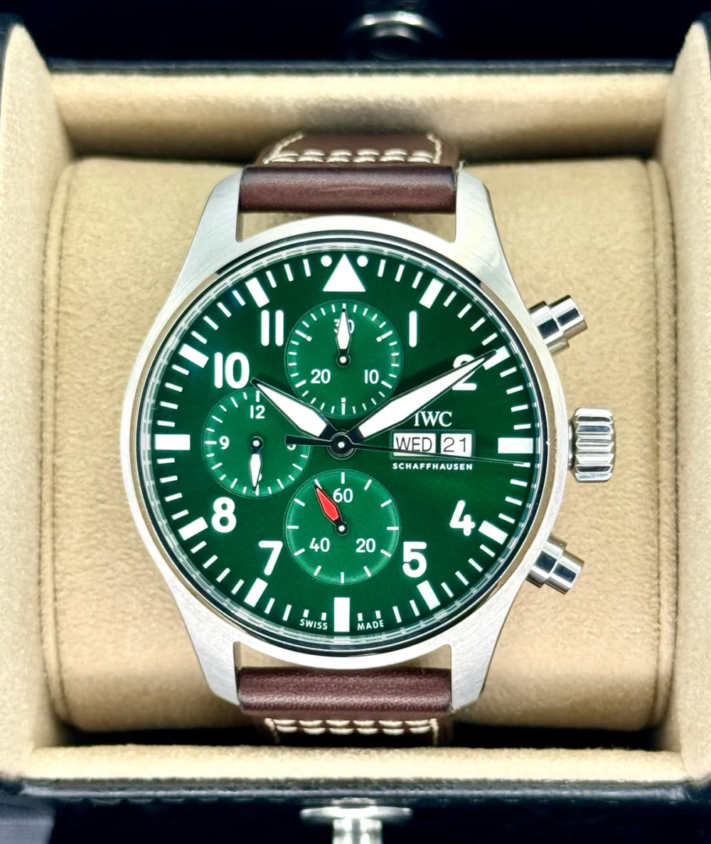 2023 IWC Pilot's Watch Chronograph 43mm IW378005 Steel Green Dial