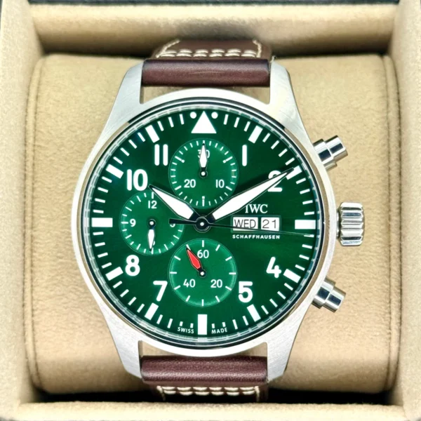 2023 IWC Pilot's Watch Chronograph 43mm IW378005 Steel Green Dial
