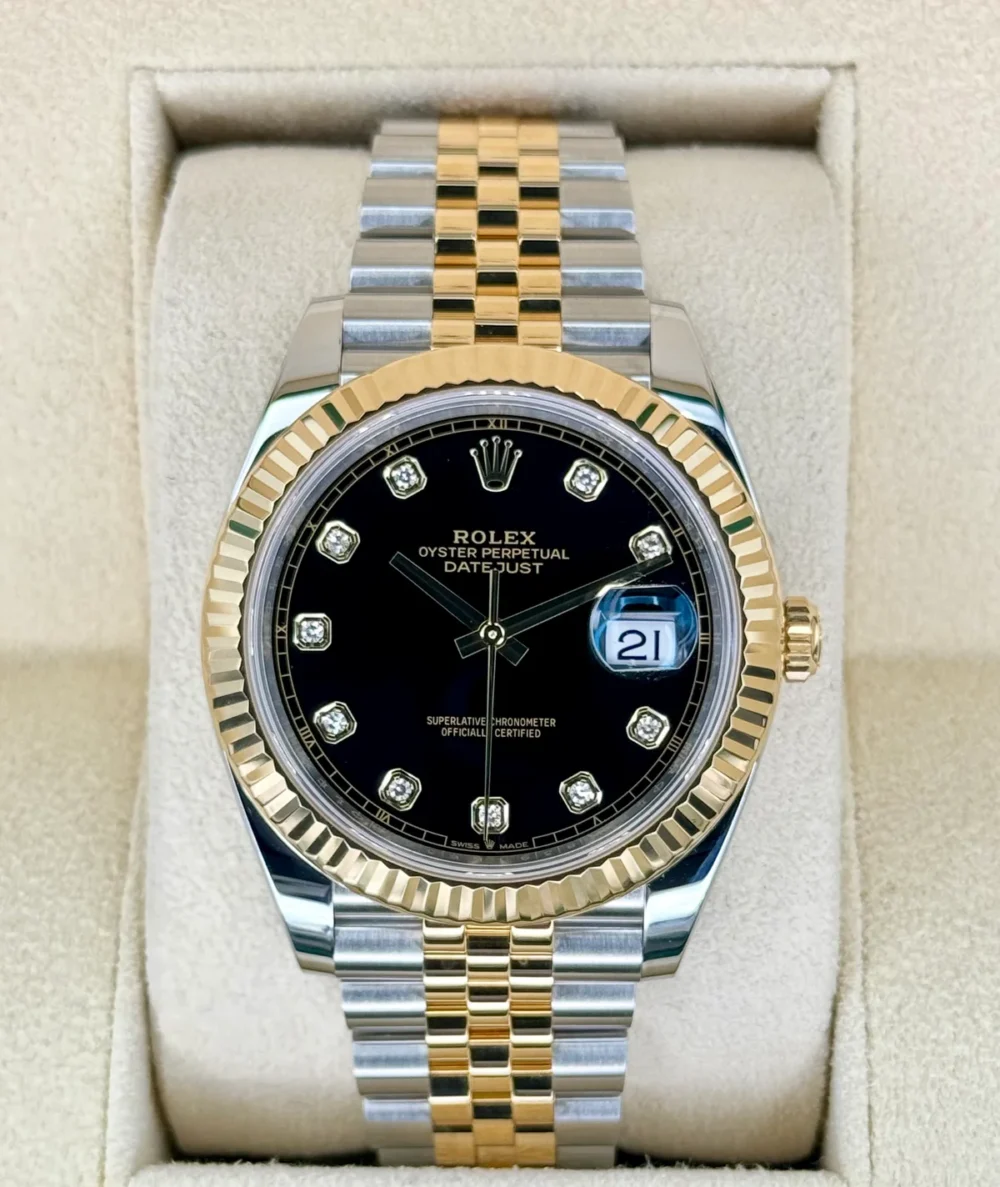 2023 Rolex Datejust 41mm 126333 Two-Tone Jubilee Black Diamond Dial