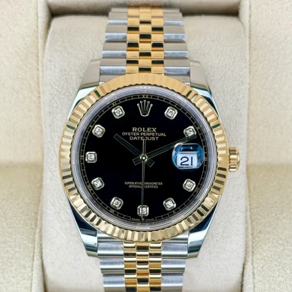 2023 Rolex Datejust 41mm 126333 Two-Tone Jubilee Black Diamond Dial