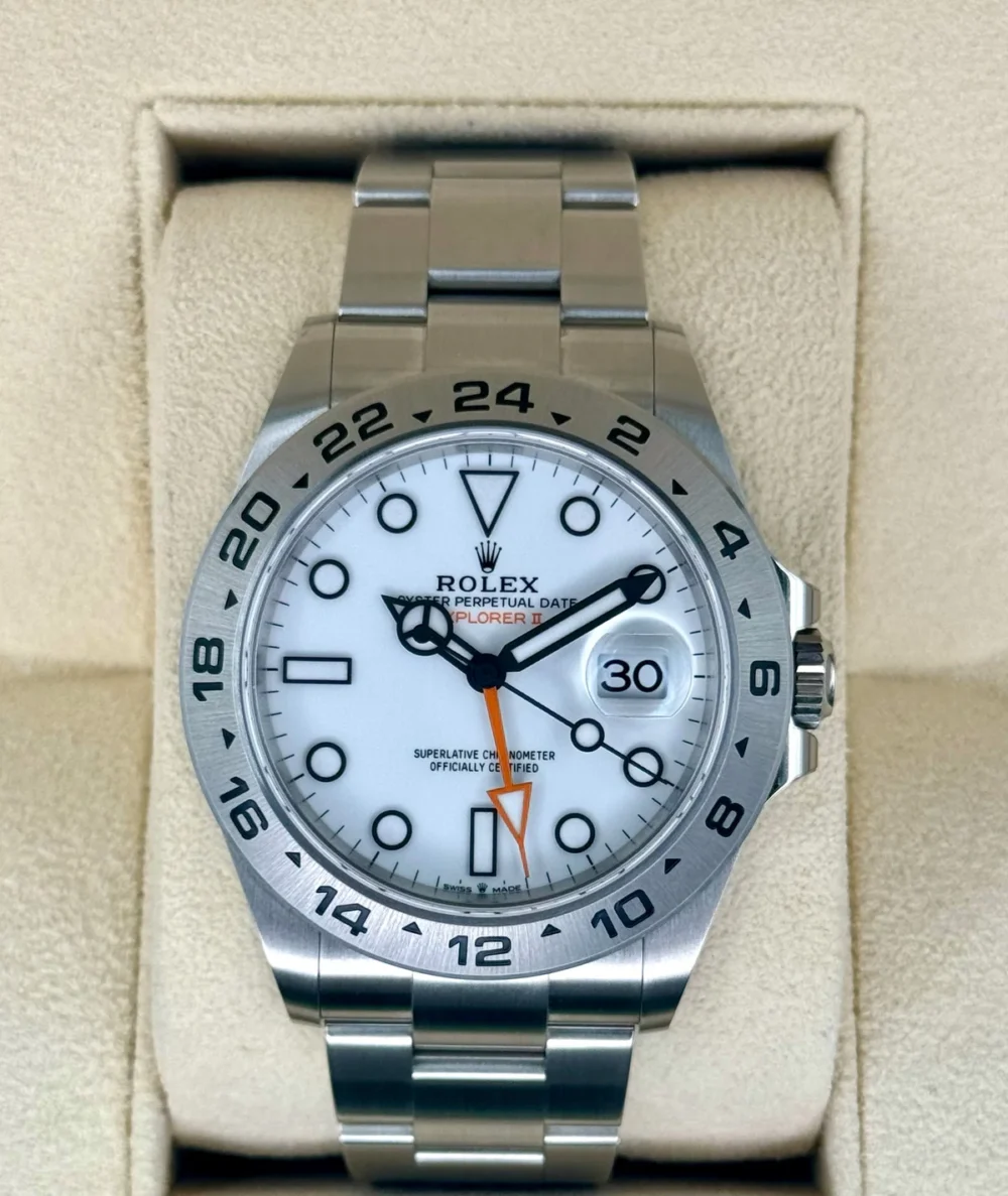 2024 Rolex Explorer II 42mm 226570 Stainless Steel Polar White Dial