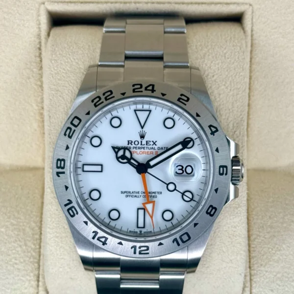 2024 Rolex Explorer II 42mm 226570 Stainless Steel Polar White Dial