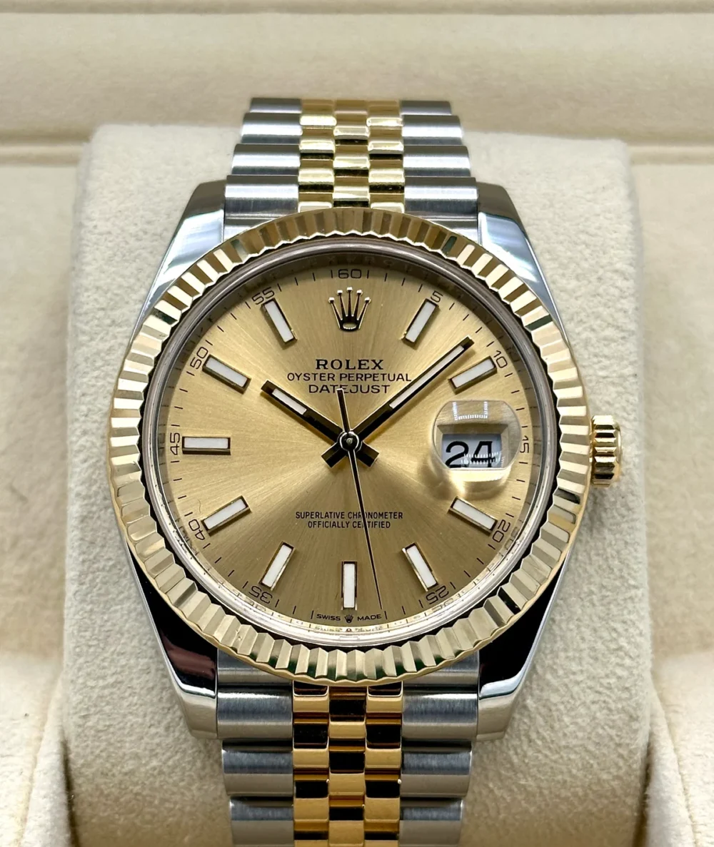 2021 Rolex Datejust 41mm 126333 Two-Tone Jubilee Champagne Stick Dial