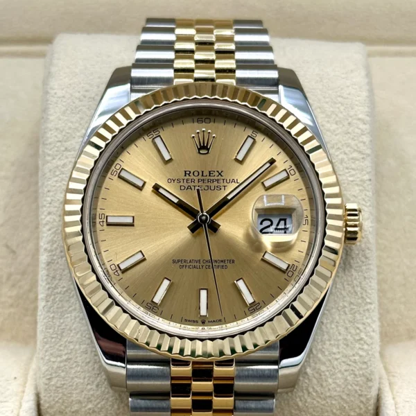 2021 Rolex Datejust 41mm 126333 Two-Tone Jubilee Champagne Stick Dial