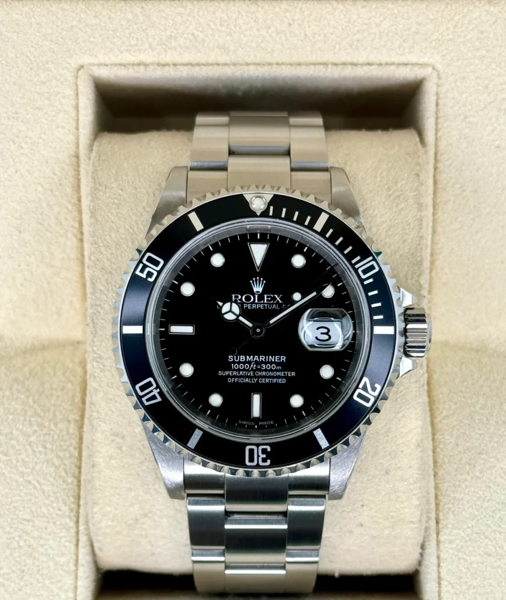 2002 Rolex Submariner Date 40mm 16610 Stainless Steel Black Dial