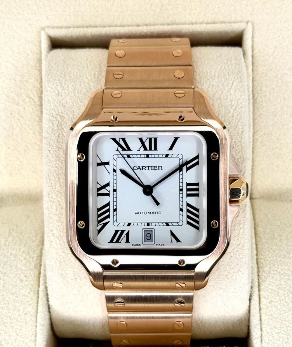 2021 Cartier Santos De Cartier 39.8mm WGSA0018 Rose Gold White Dial
