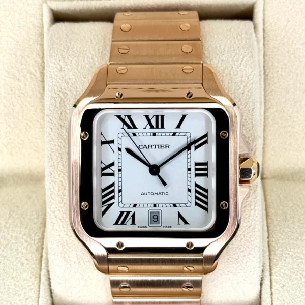 2021 Cartier Santos De Cartier 39.8mm WGSA0018 Rose Gold White Dial
