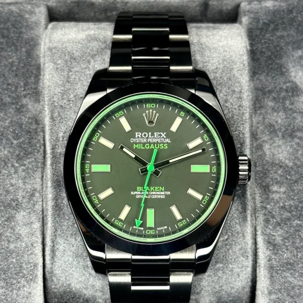 NEW 2023 Rolex Milgauss "Blaken" 40mm 116400GV DLC Black Green Viper