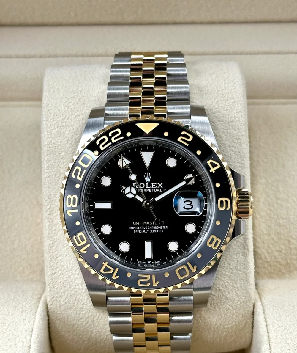 NEW 2023 Rolex GMT-Master II 40mm 126713GRNR Two-Tone Jubilee Black Dial