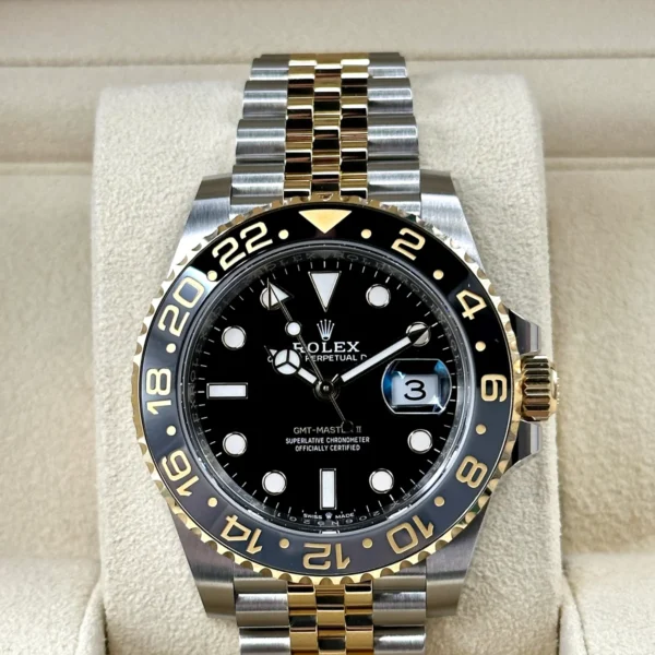 NEW 2023 Rolex GMT-Master II 40mm 126713GRNR Two-Tone Jubilee Black Dial