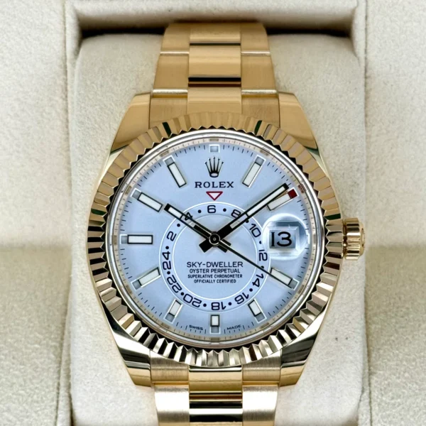 2022 Rolex Sky-Dweller 42mm 326938 18K Yellow Gold Oyster White Dial