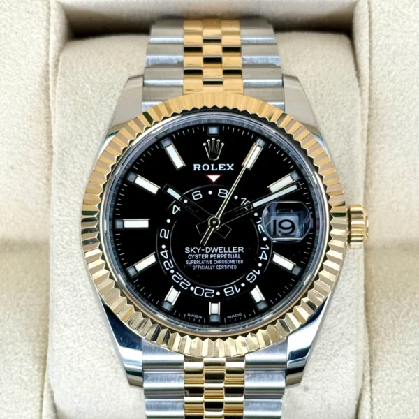2023 Rolex Sky-Dweller 42mm 326933 Two-Tone Jubilee Black Dial