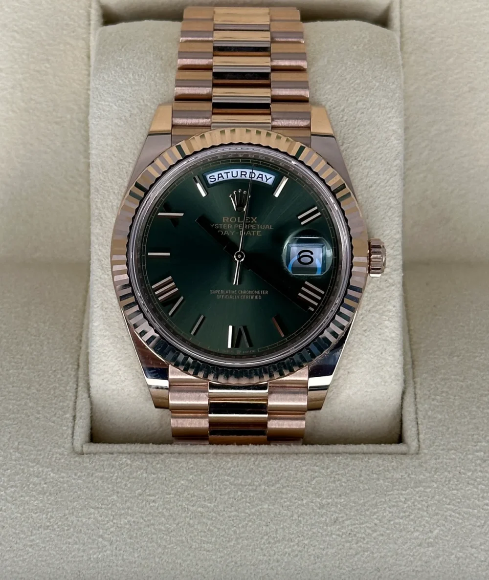NEW 2022 Rolex Day-Date 40mm 228235 Presidential Rose Gold Olive Dial