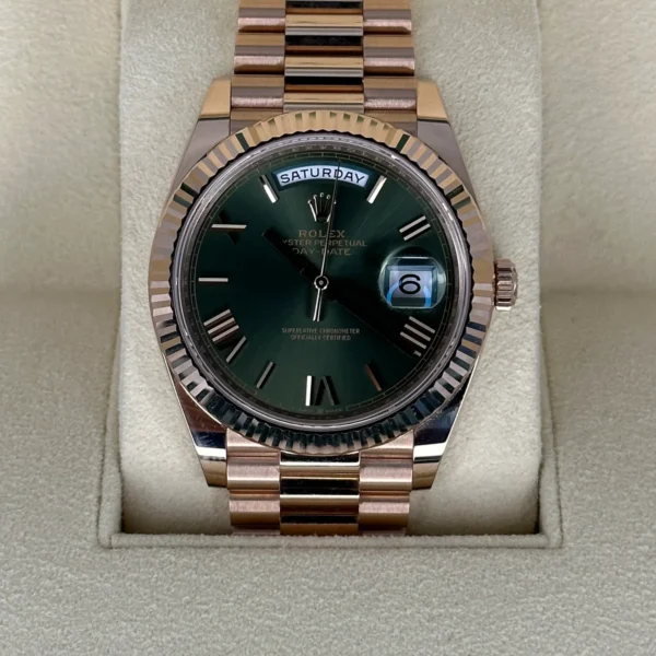 NEW 2022 Rolex Day-Date 40mm 228235 Presidential Rose Gold Olive Dial