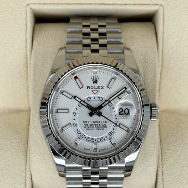 2022 Rolex Sky-Dweller 42mm 326934 Stainless Steel Jubilee White Dial