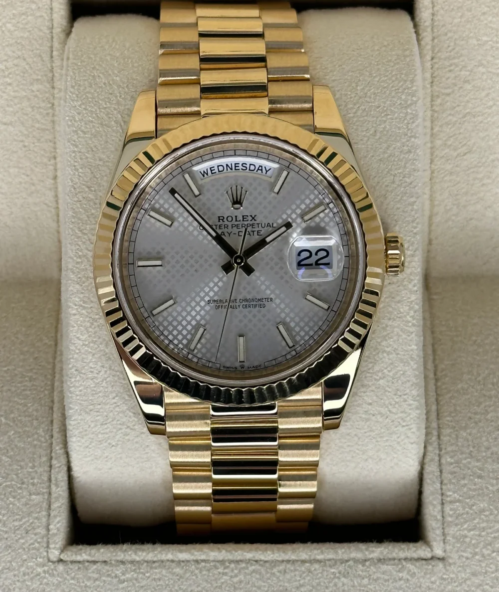 Rolex Day-Date 40mm 228238 Presidential Silver Motif Dial