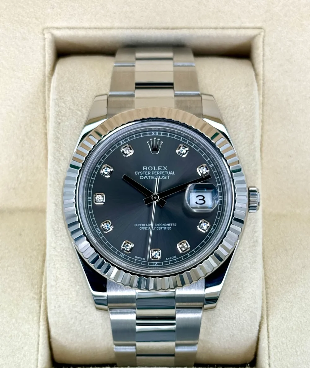 2017 Rolex Datejust II 41mm Oyster Rhodium Diamond Dial 116334