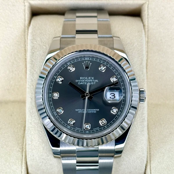 2017 Rolex Datejust II 41mm Oyster Rhodium Diamond Dial 116334