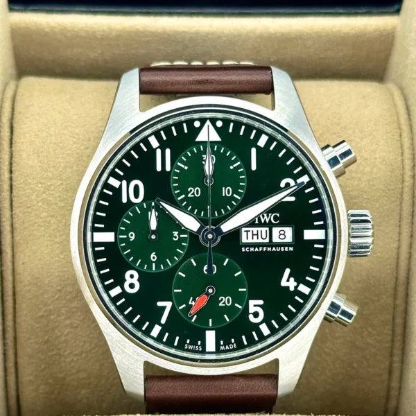 NEW 2023 IWC Pilot's Chronograph 41mm IW388103 Stainless Steel Green Dial