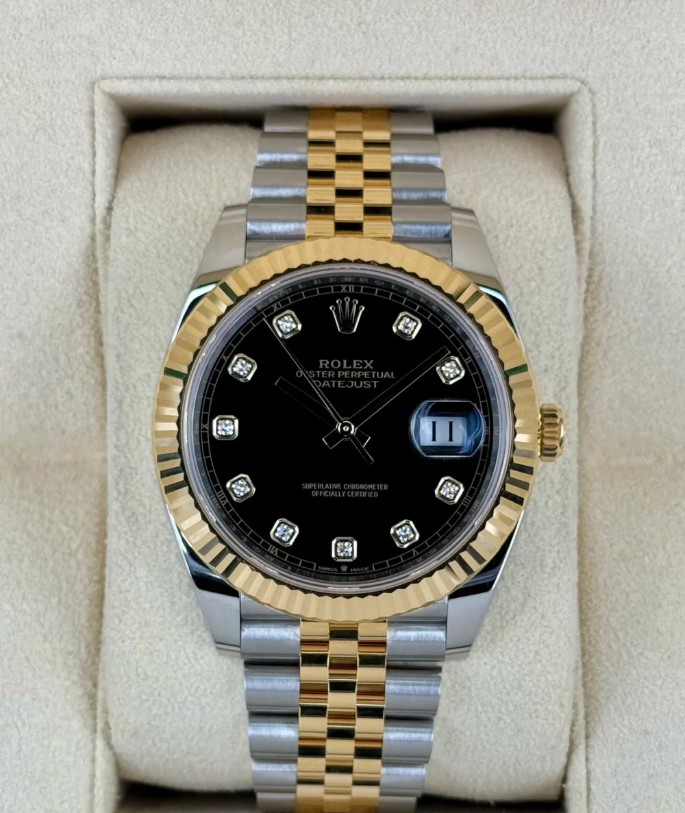 NEW 2025 Rolex Datejust 41mm 126333 Two-Tone Jubilee Black Diamond Dial