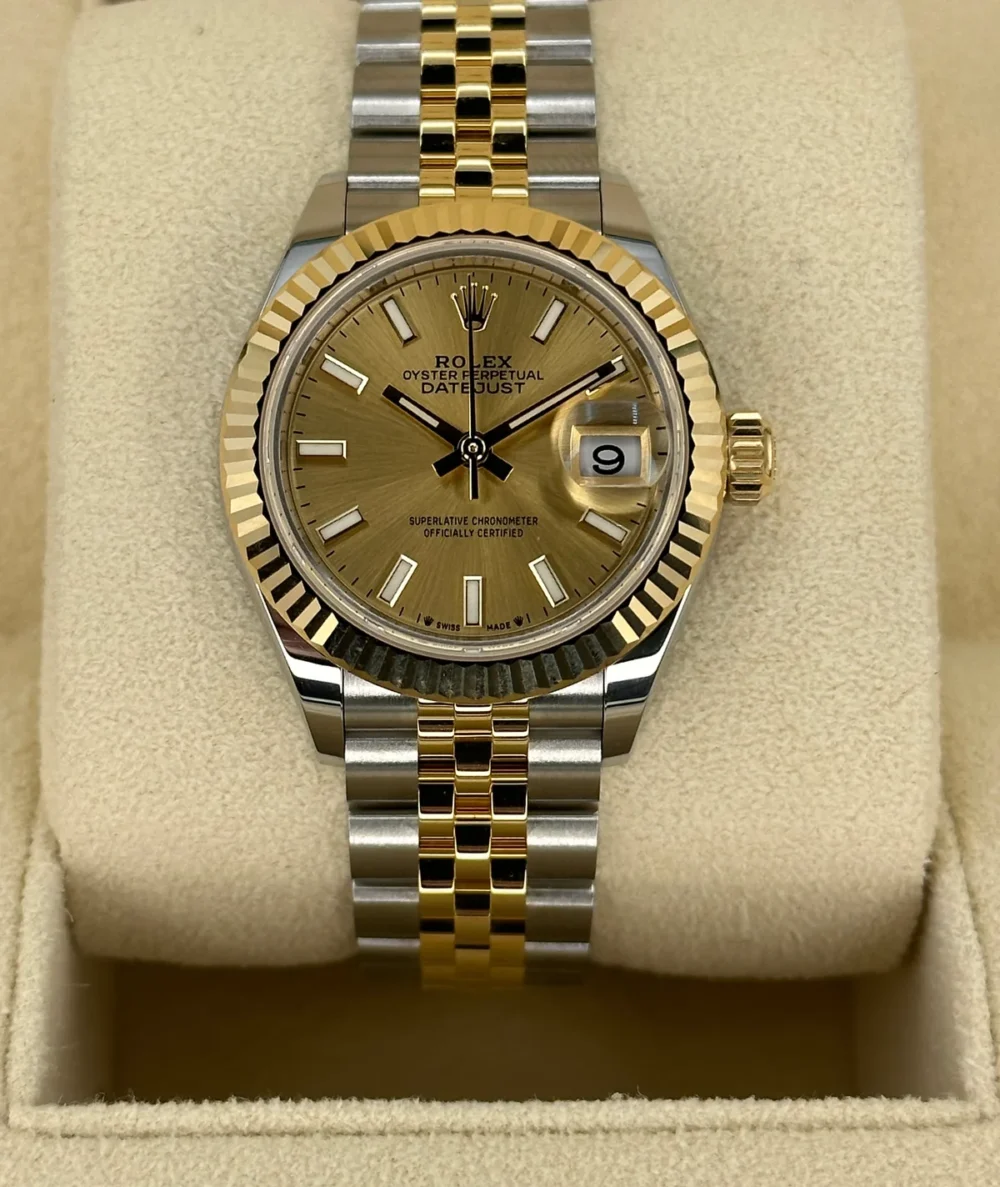 NEW 2023 Lady-Datejust 28mm 279173 Two-Tone Gold Stick Dial