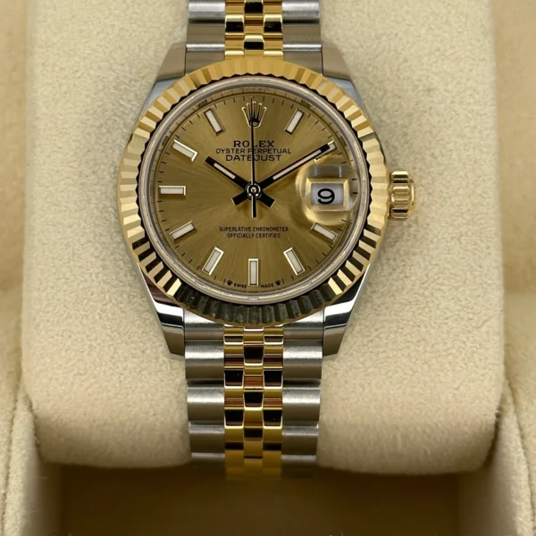 NEW 2023 Lady-Datejust 28mm 279173 Two-Tone Gold Stick Dial