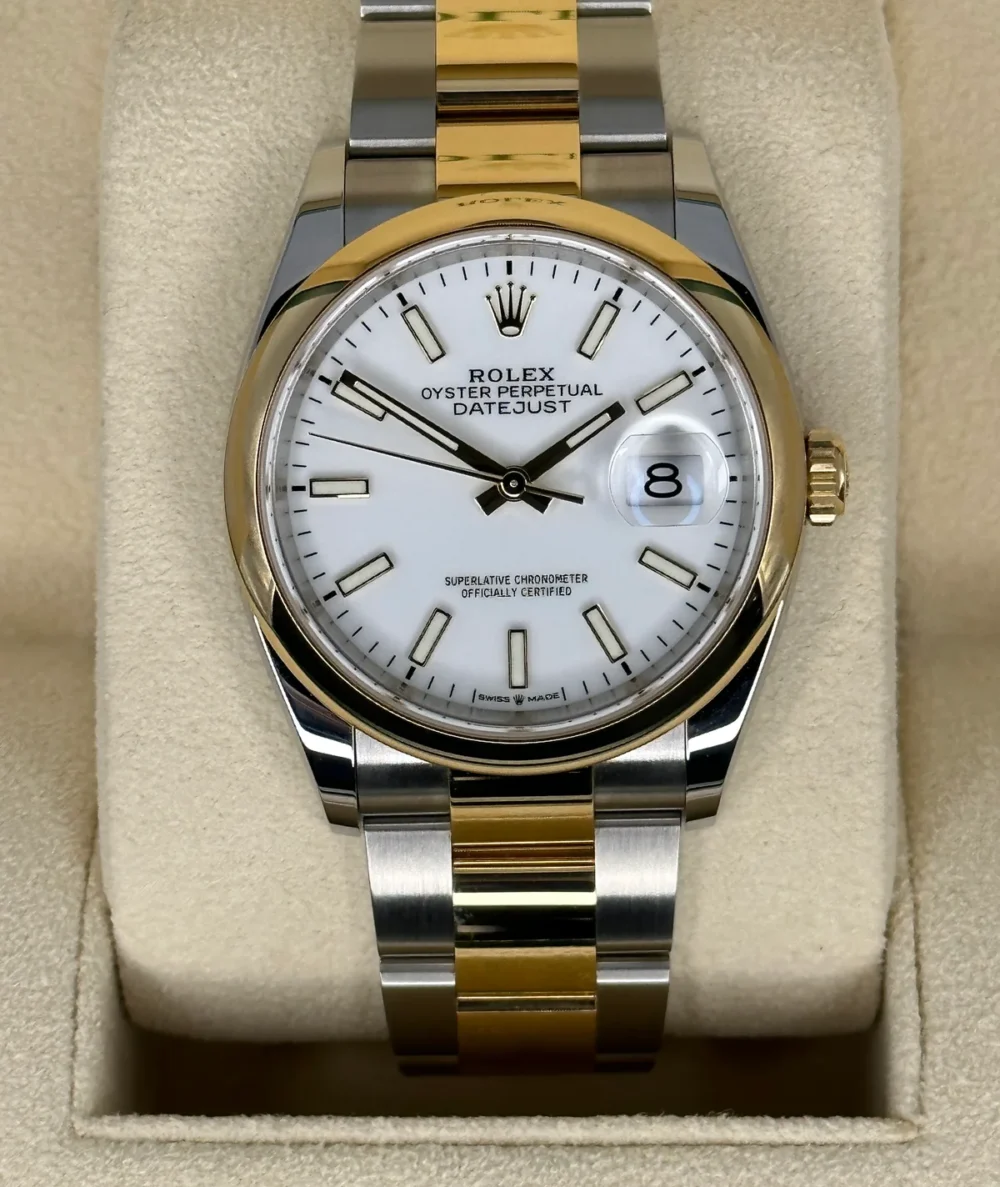 NEW 2023 Rolex Datejust 36mm 126203 Two-Tone Oyster White Stick Dial