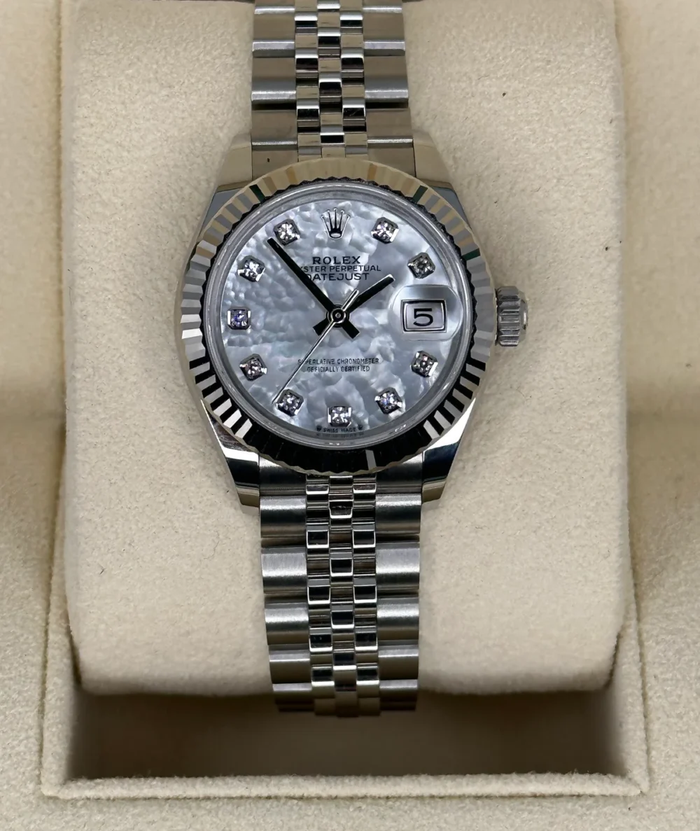 2022 Rolex Lady-Datejust 28mm 279174 Jubilee Mother of Pearl Diamond Dial