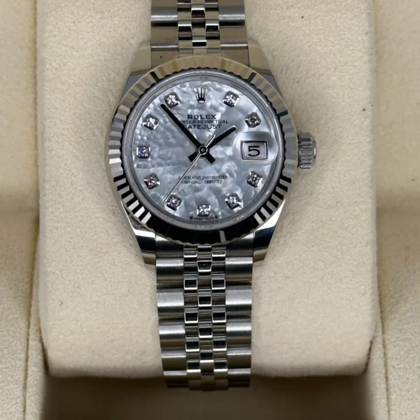 2022 Rolex Lady-Datejust 28mm 279174 Jubilee Mother of Pearl Diamond Dial